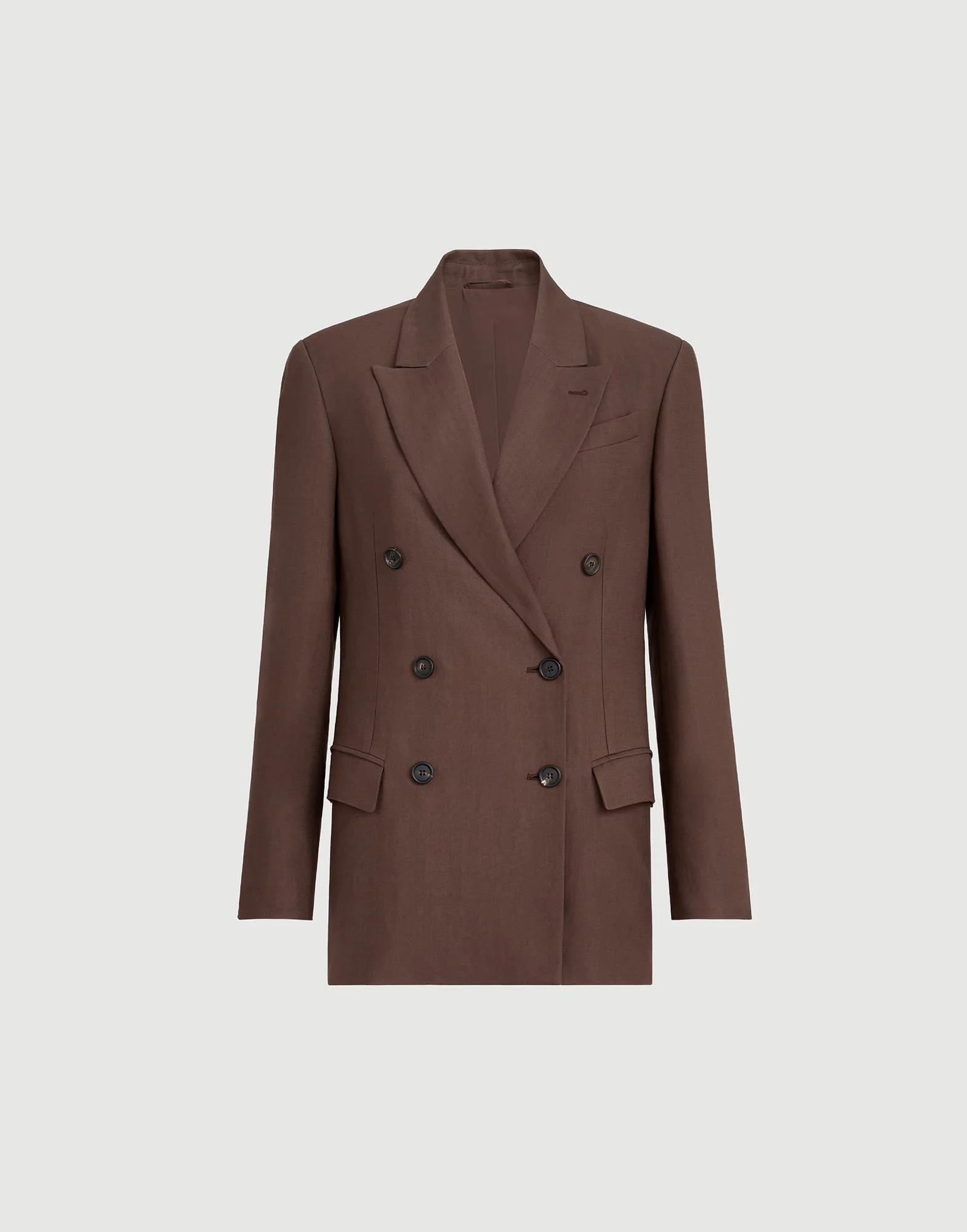Viscose and linen fluid twill blazer with monili - 1