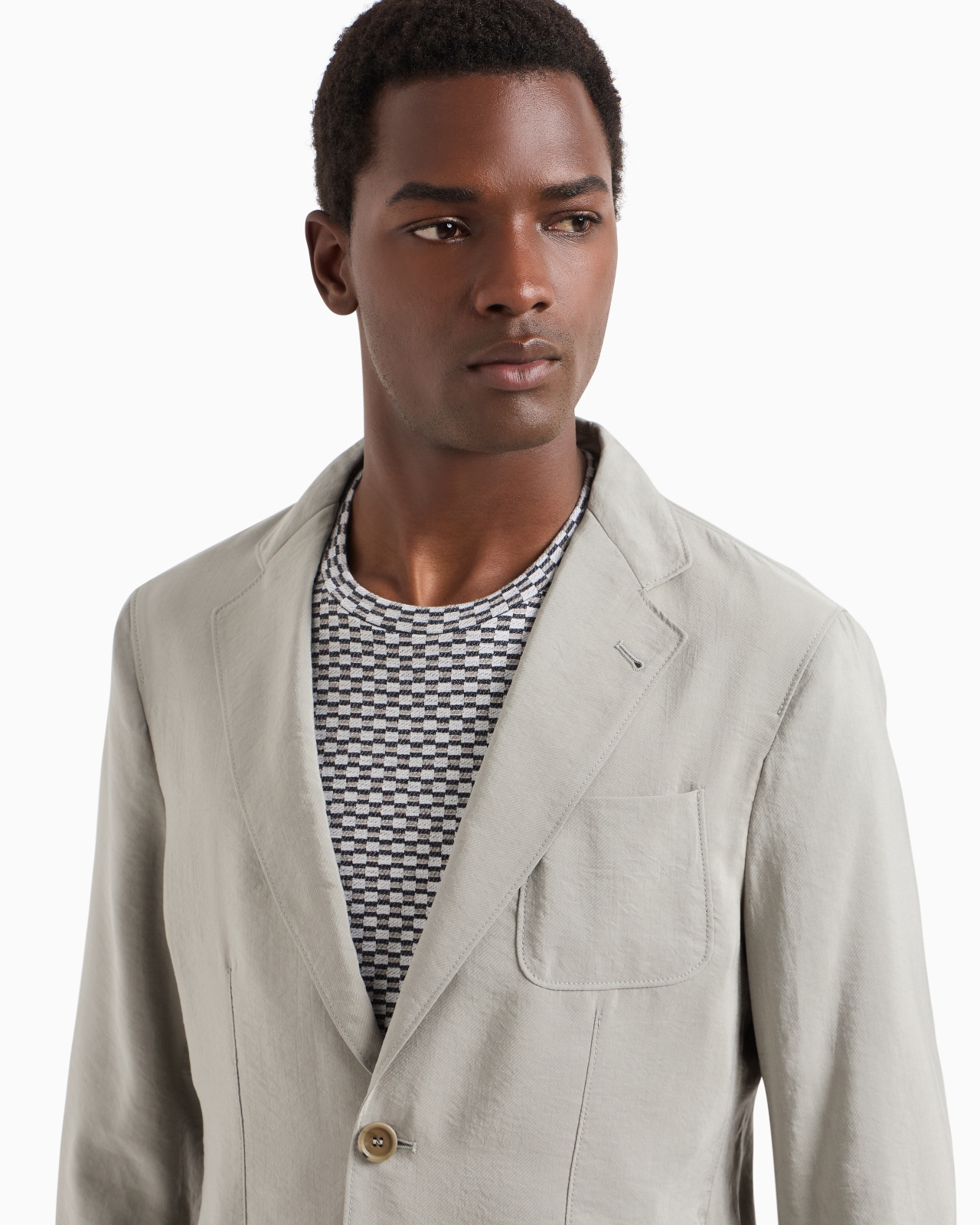 UPTON LINE SINGLE-BREASTED JACKET IN A WASHED SILK BLEND - 5