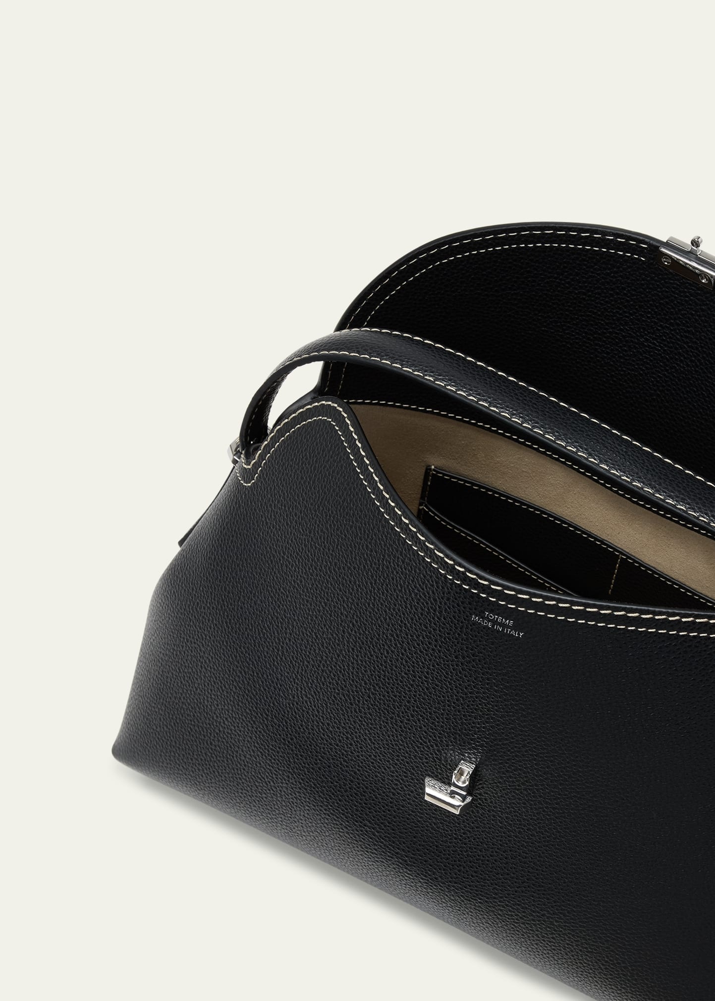 T-Lock Top Handle Bag in Pebble Grain Leather - 4