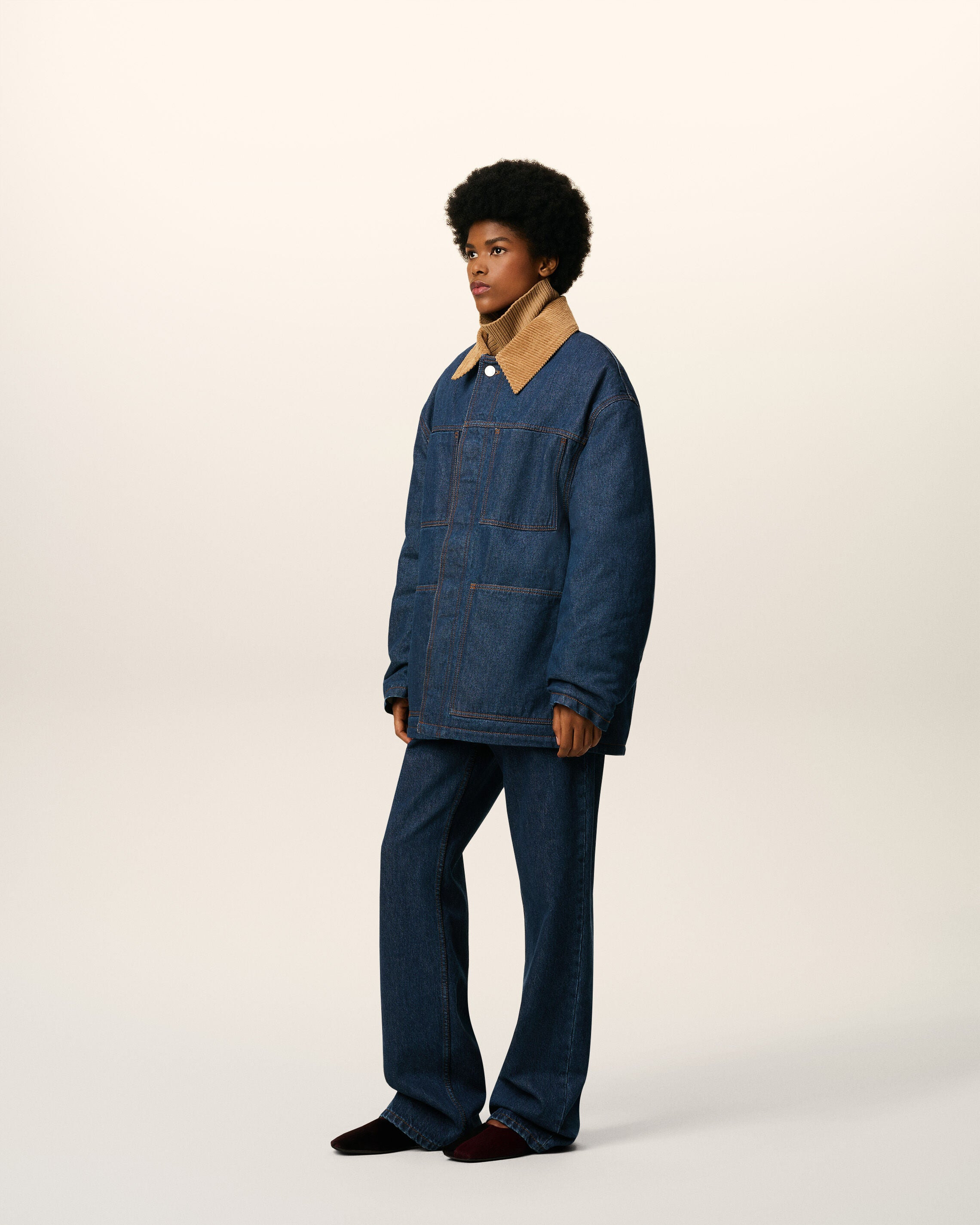 BLUE COTTON PADDED WORKER JACKET - 6