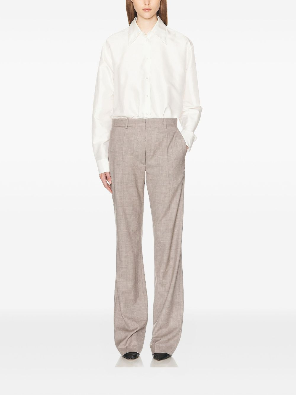 oversized-collar silk shirt - 2