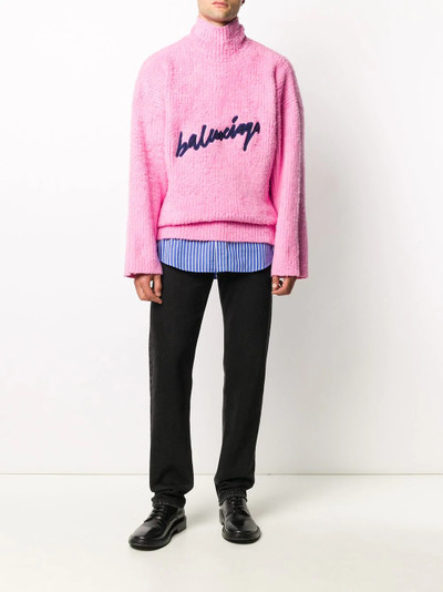 BALENCIAGA Scribble embroidered logo knitted jumper outlook