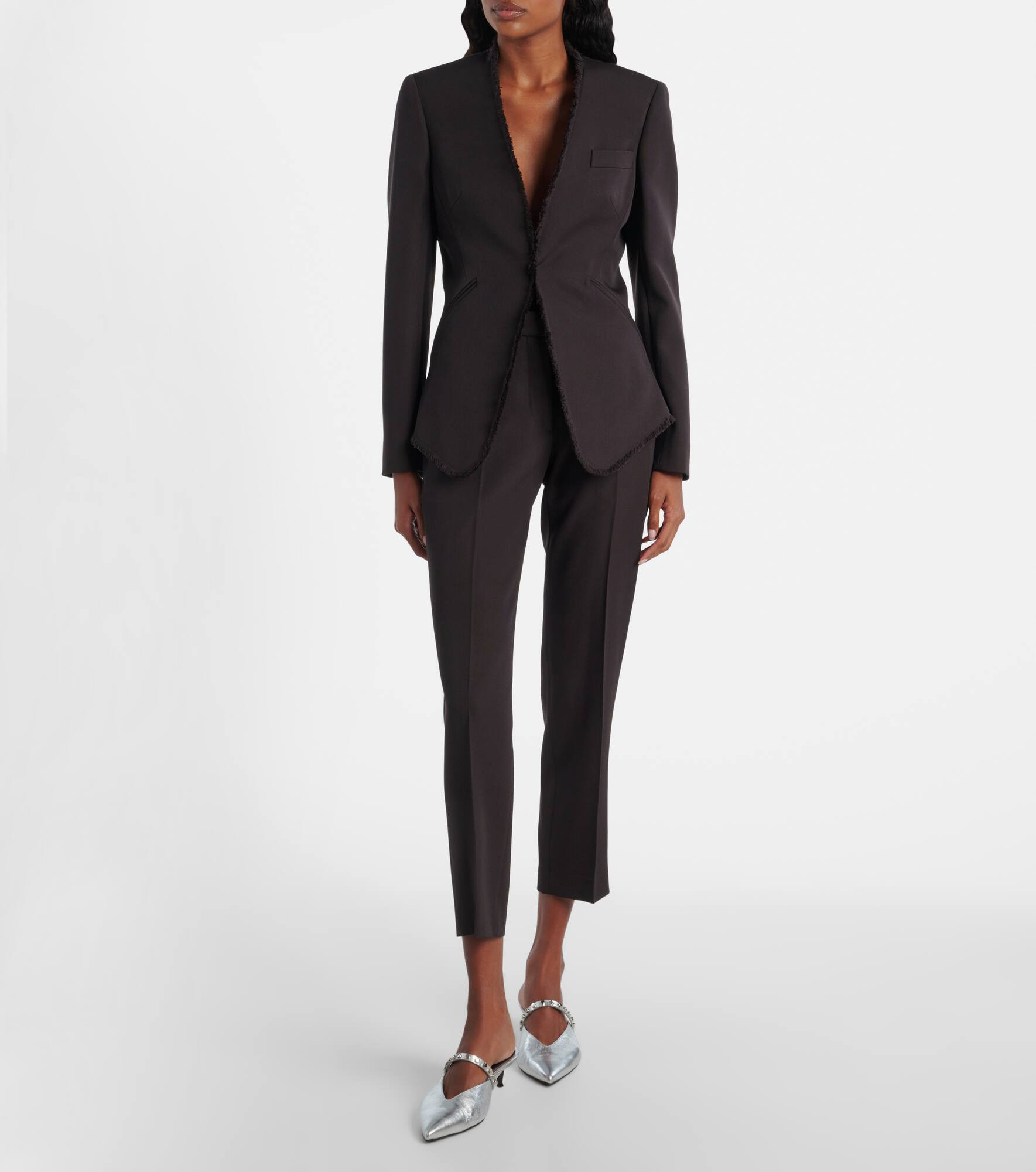 Mid-rise wool canvas crêpe straight pants - 2
