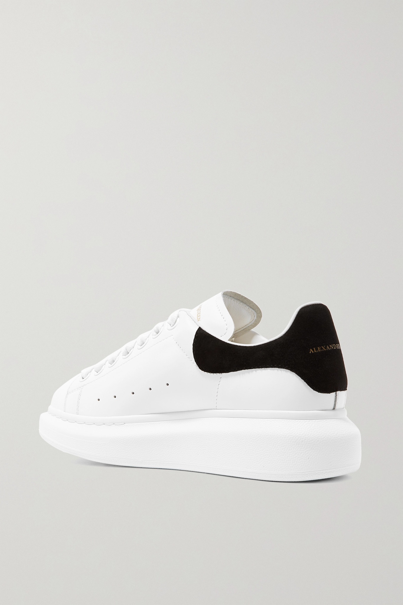 Suede-trimmed leather exaggerated-sole sneakers - 3