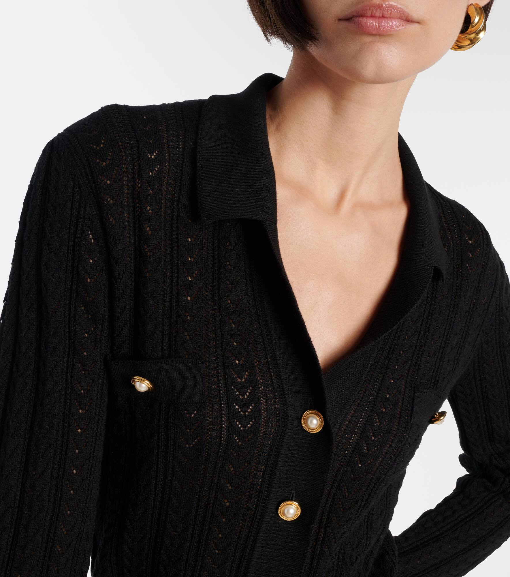 Pointelle cotton and cashmere cardigan - 4