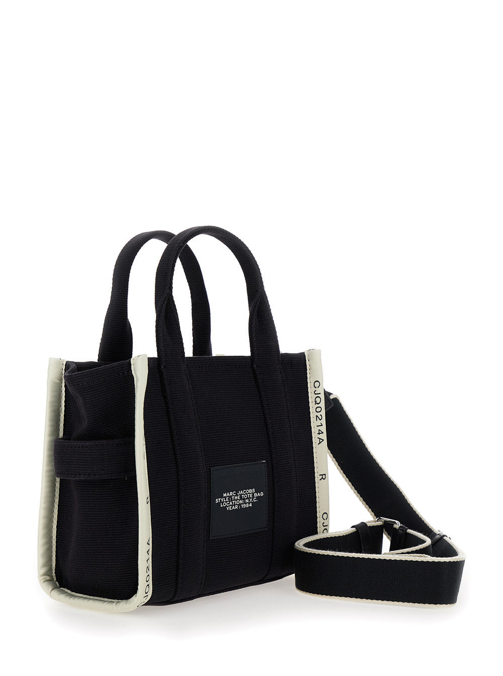 Marc Jacobs Women 'The Small Tote' Black Handbag With Jacquard Logo In Cotton Blend Canvas Woman - 3
