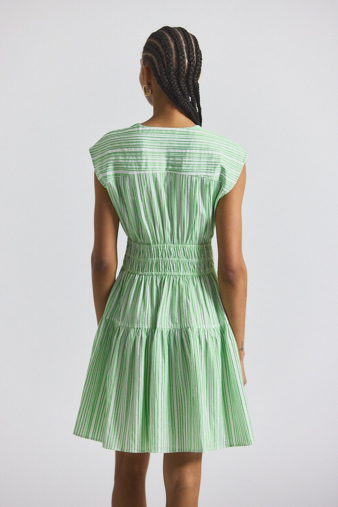 TORA PINTUCK STRIPE SHIRTING DRESS - 5
