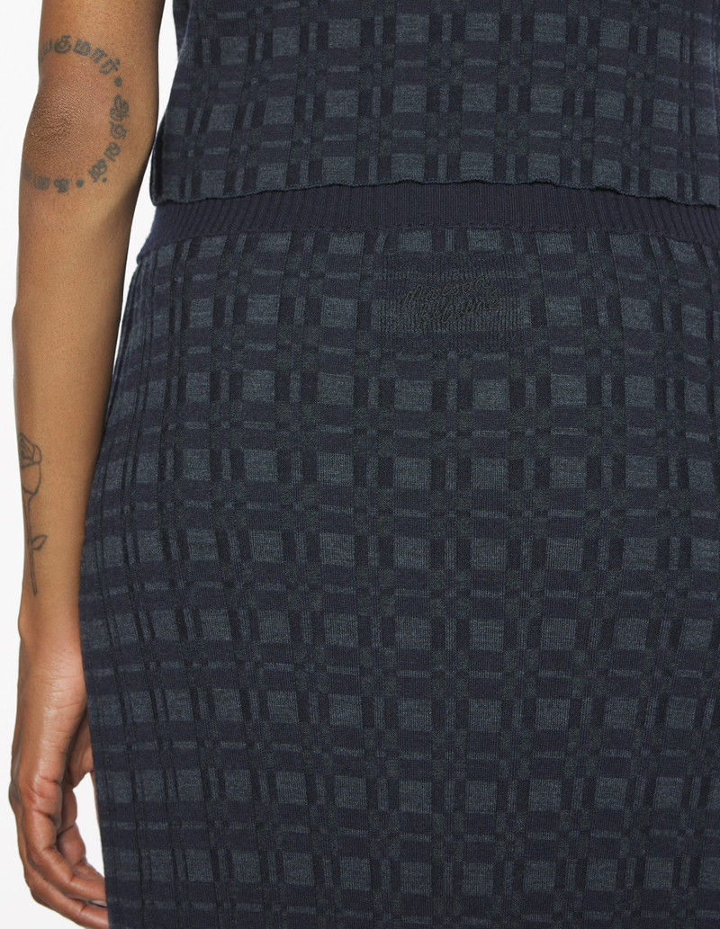 MERINO WOOL RIB CHECK LONG SKIRT 4