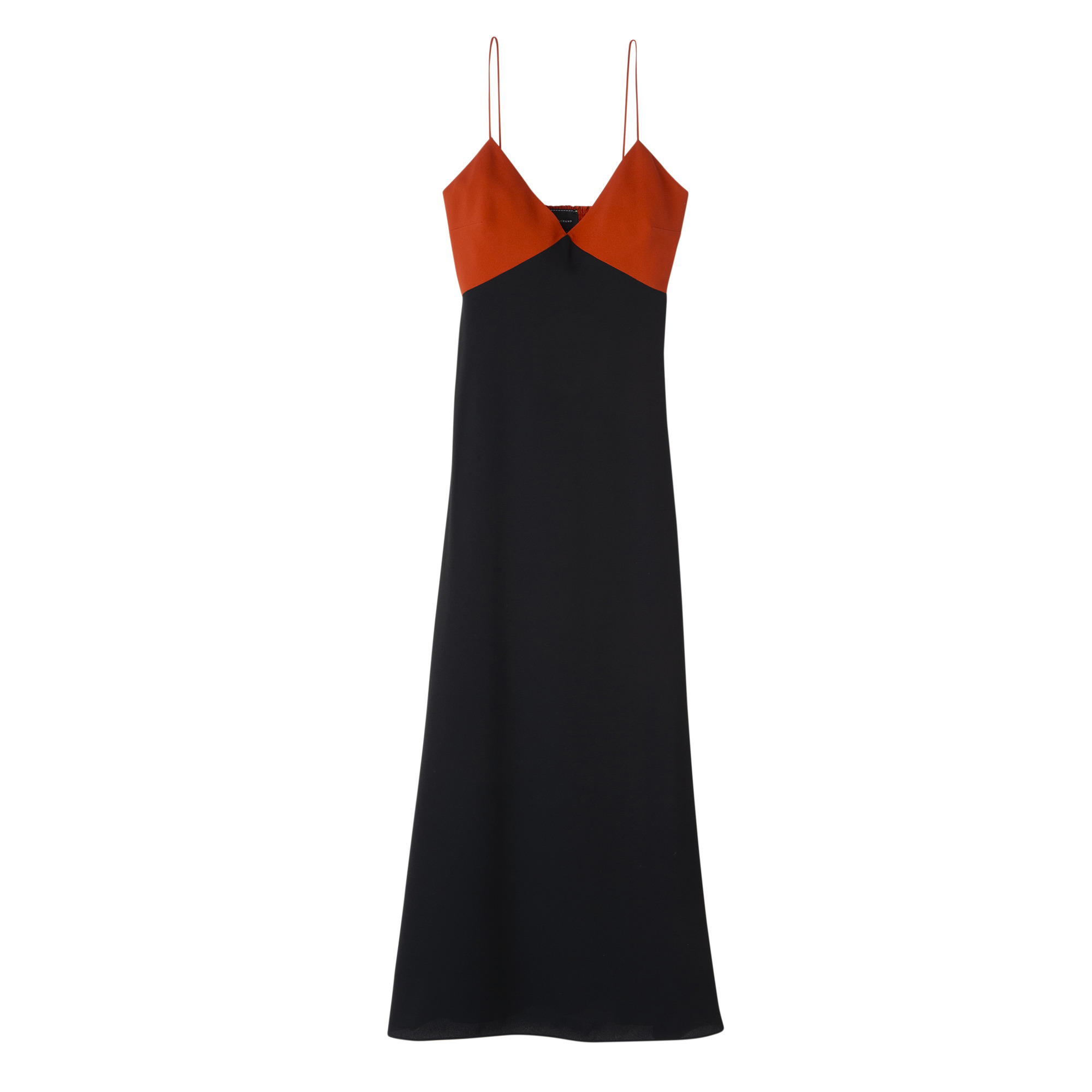 Long dress Paprika/Black - Crepe de Chine - 1