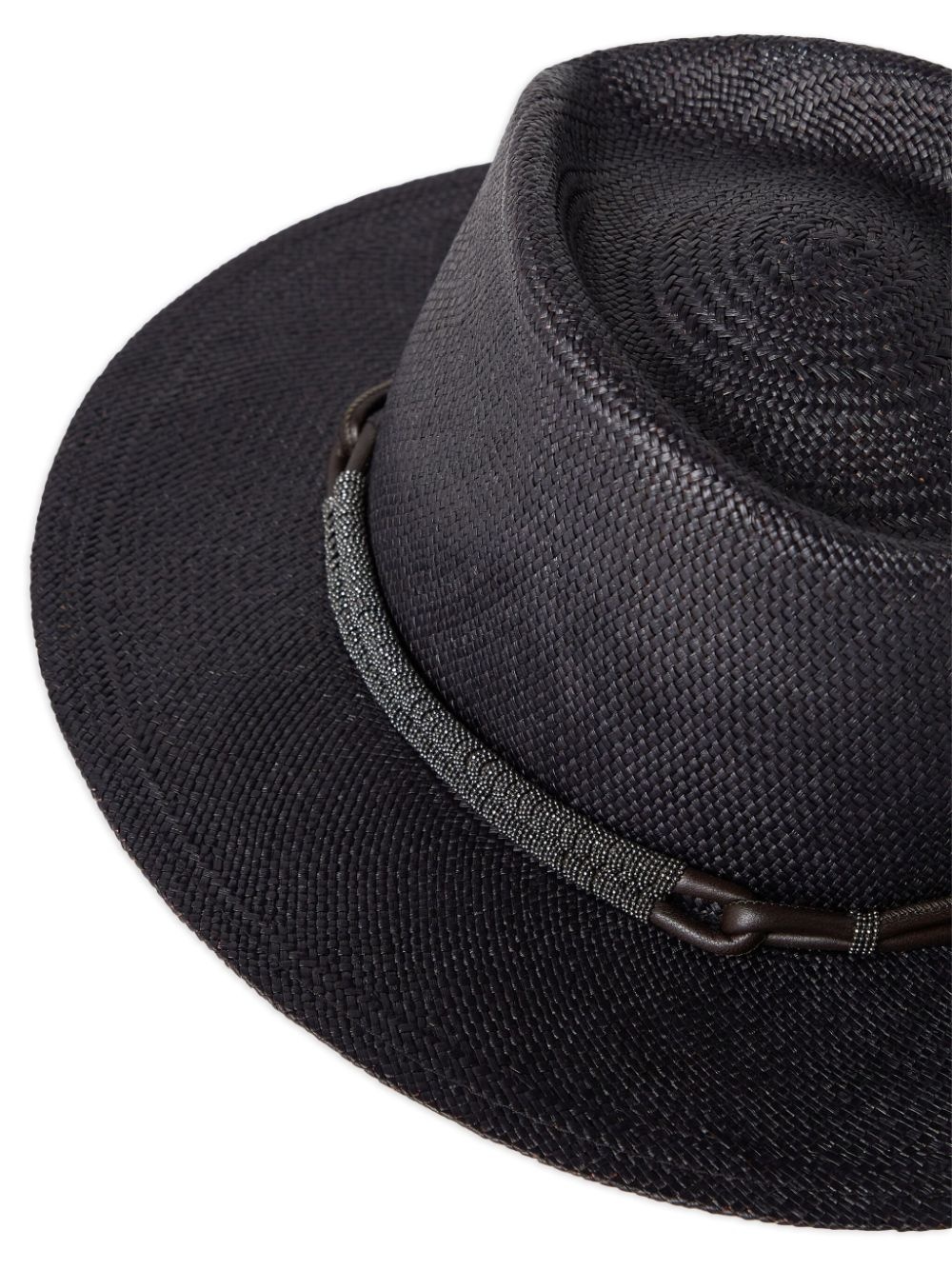 Monili-bead straw fedora hat - 2