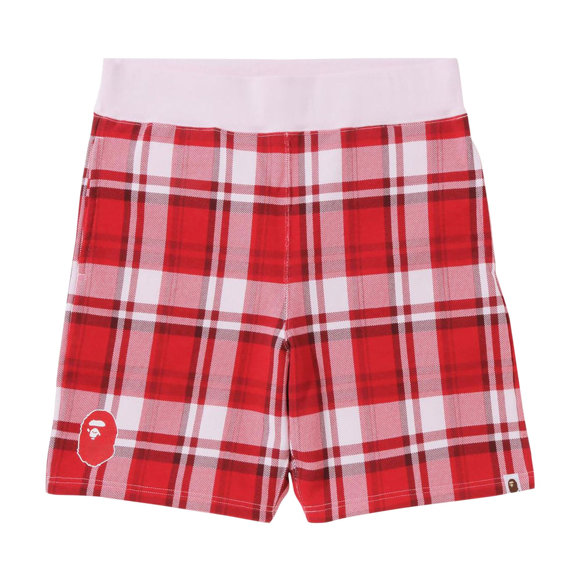 BAPE Check Gift Sweatshorts 'Red' - 1