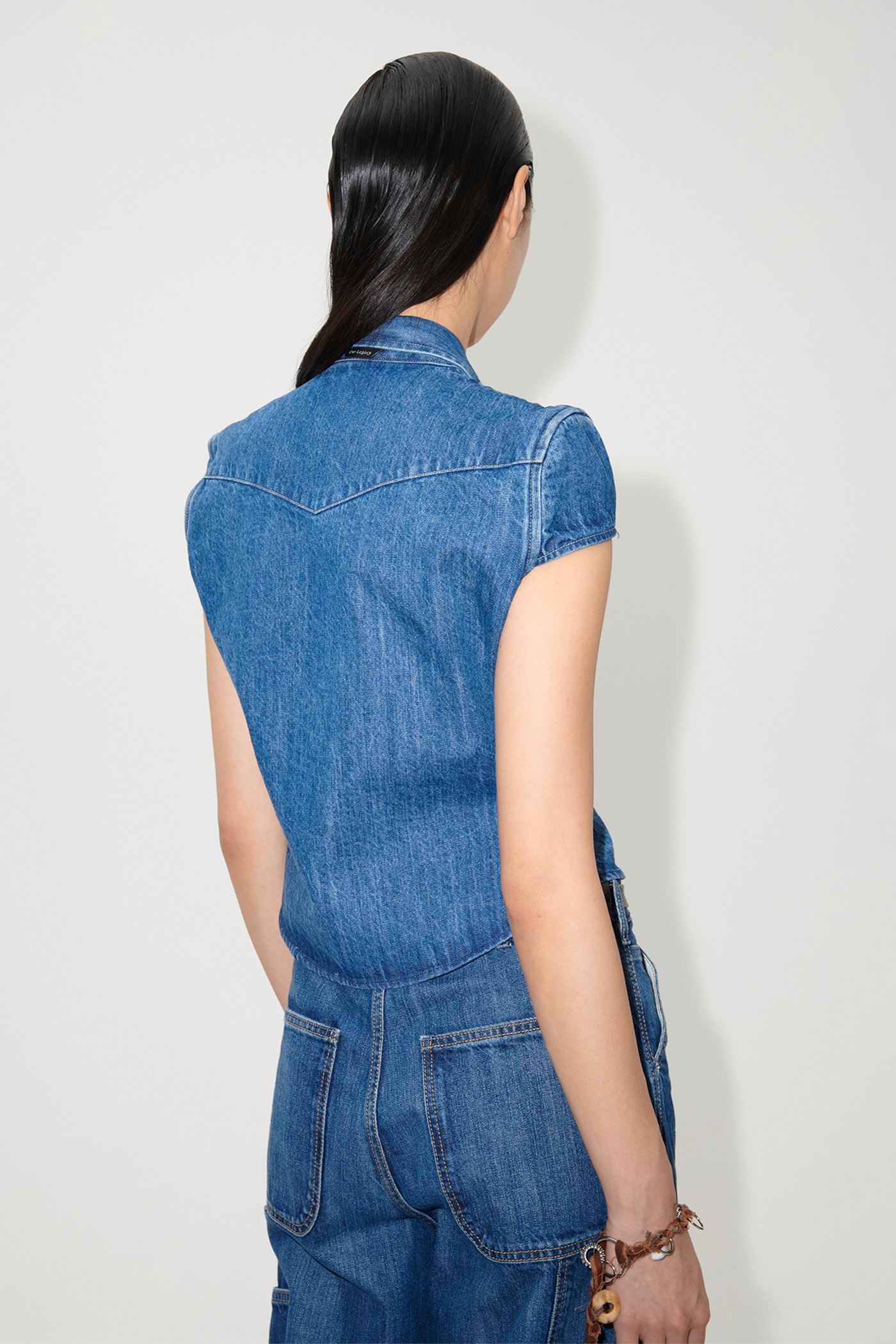 Daisy Shirt Shortsleeve Western Blue Denim - 5