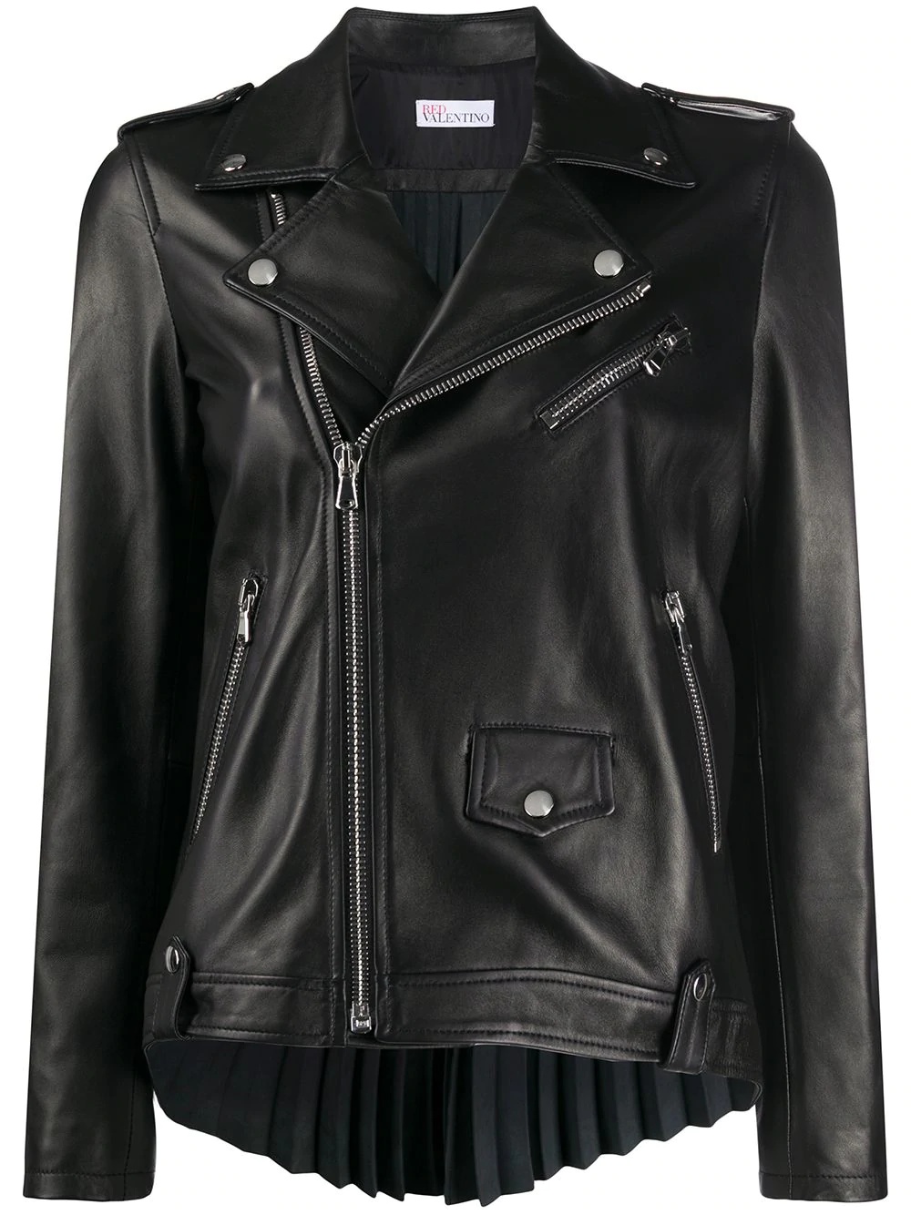 pleated back leather jacket - 1