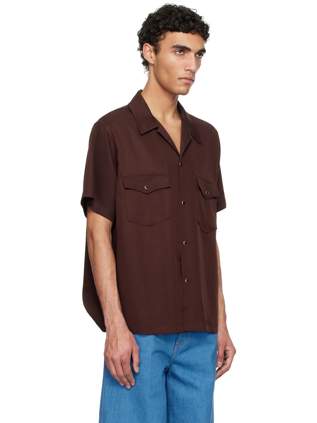 Burgundy Camp Collar Western Club Shirt - 2
