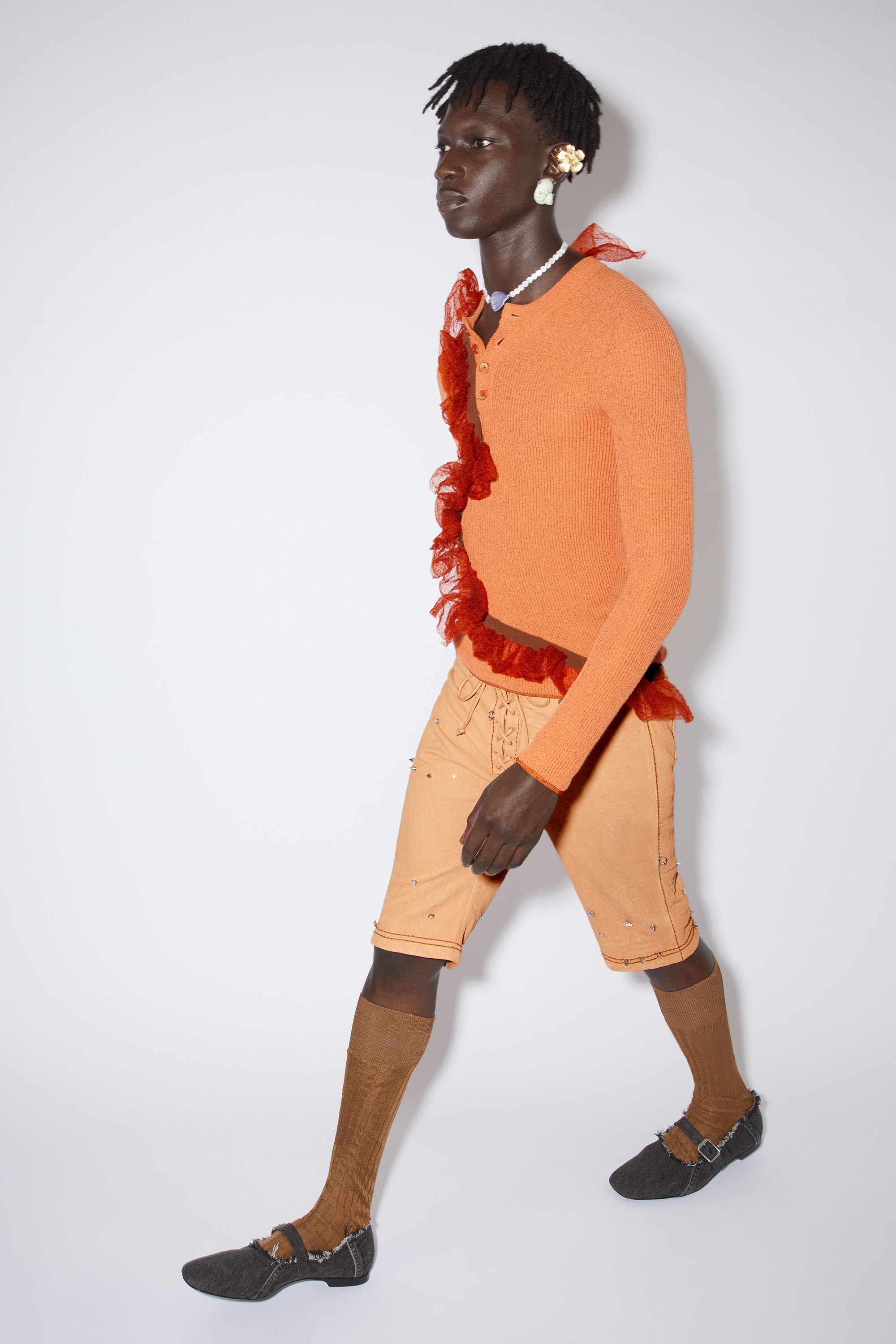 Leather shorts - Ecru beige - 4