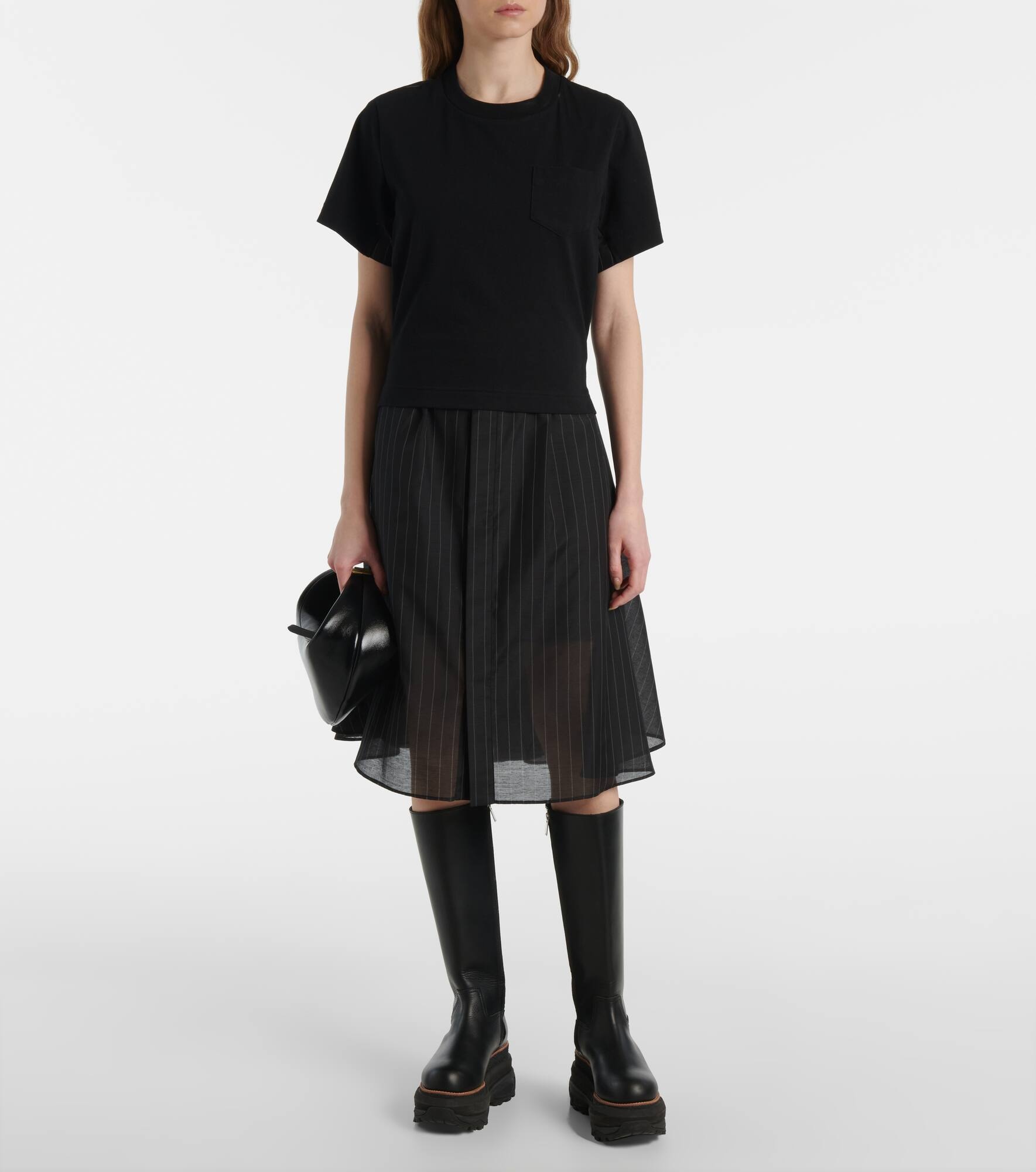 Cotton jersey and organza minidress - 7