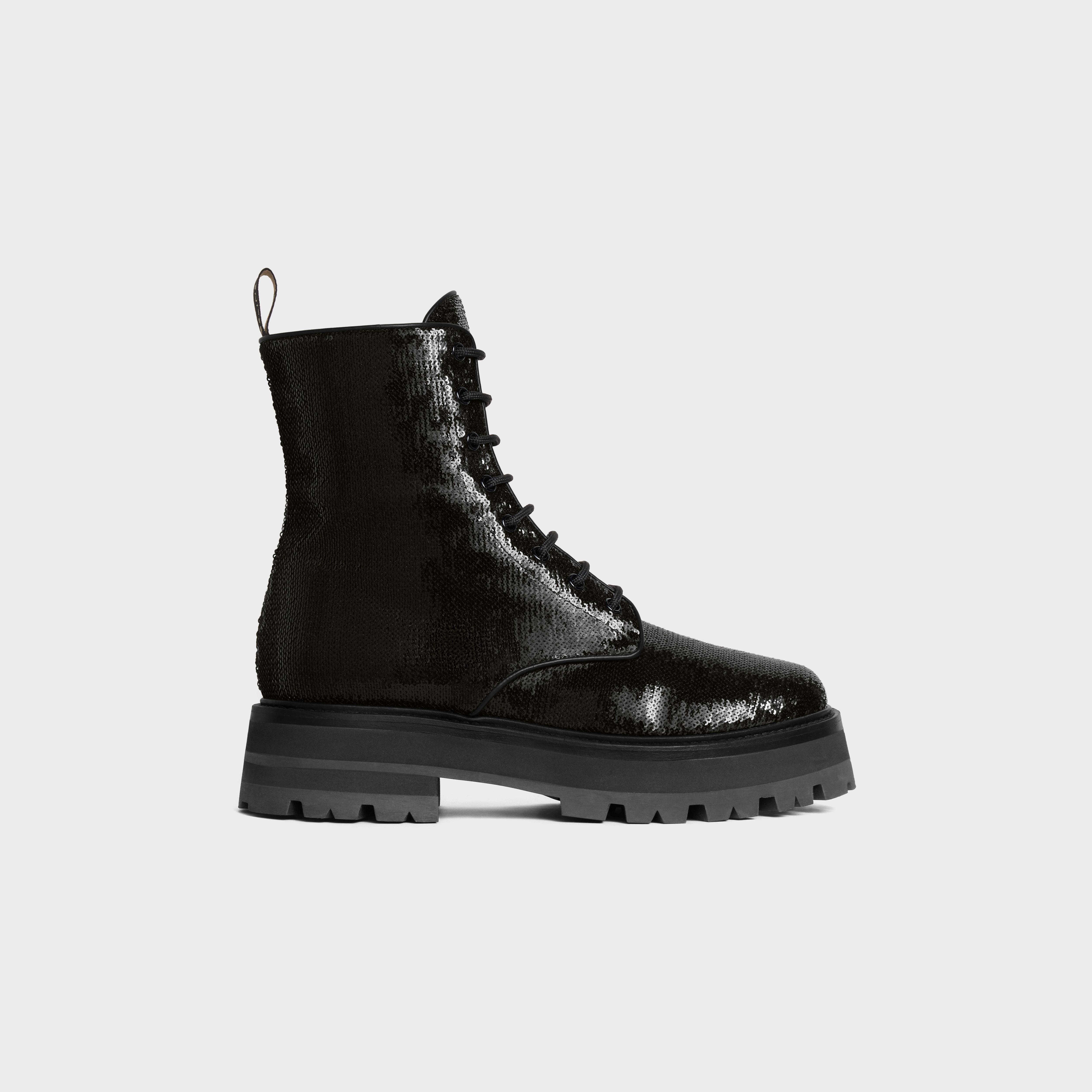 LACE-UP BOOT CELINE BULKY in SEQUINS - 1