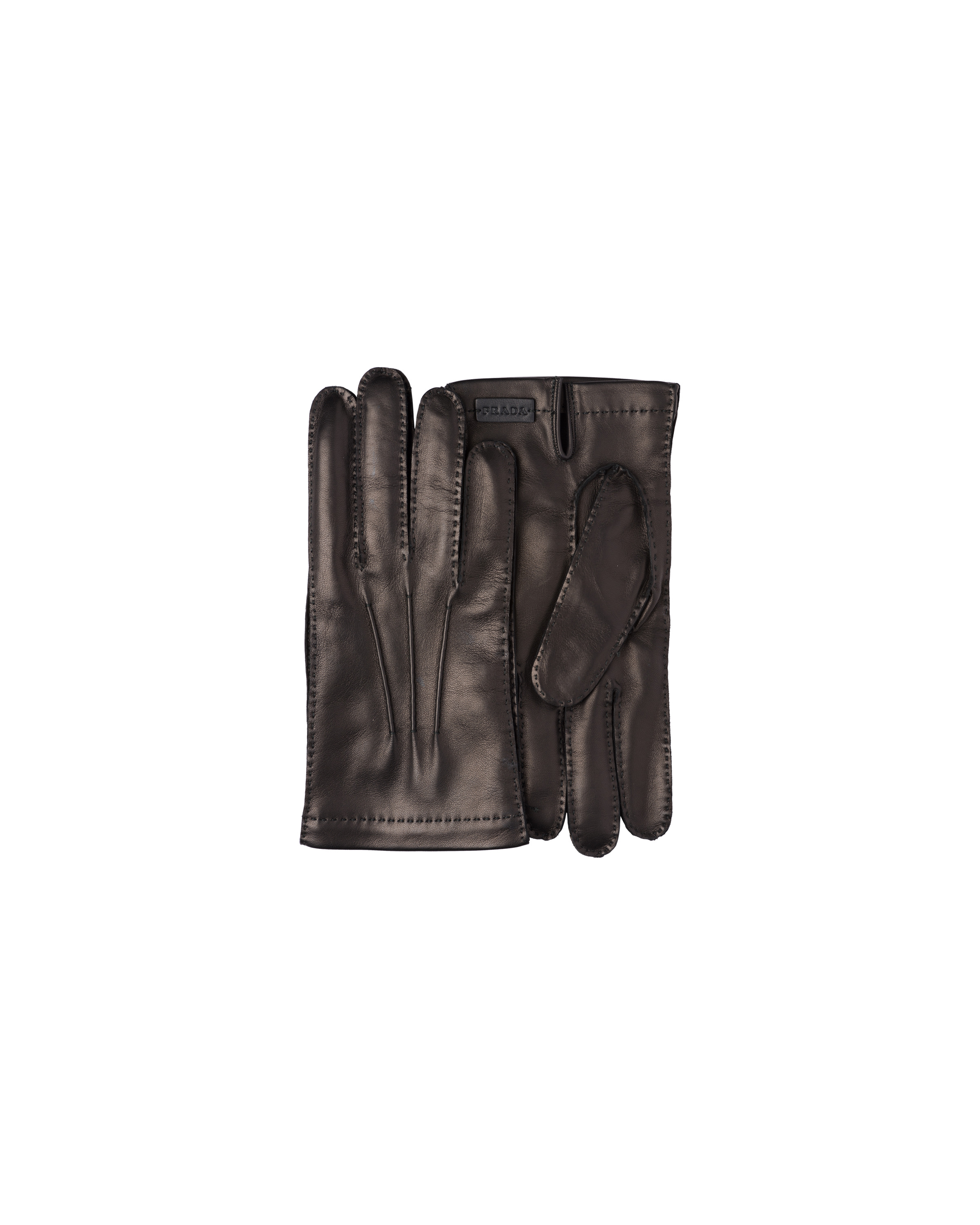 Leather and cashmere gloves - 1