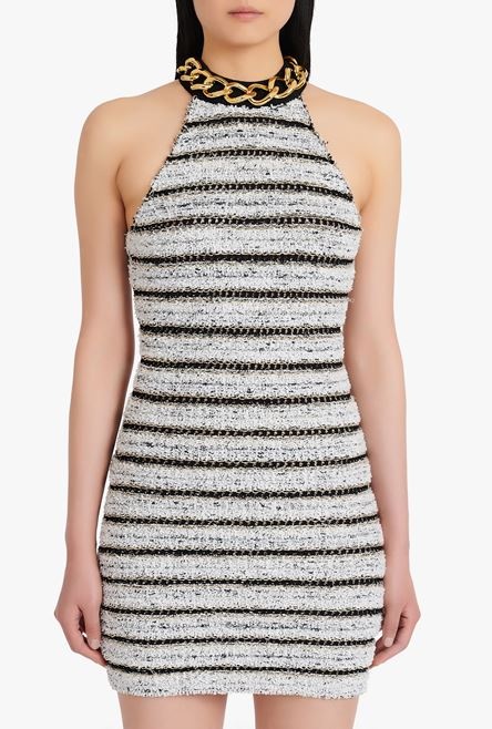 Short black and white tweed dress - 5