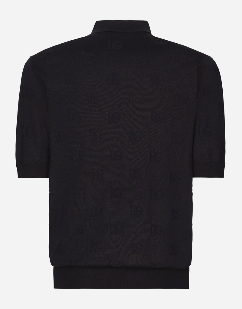 Dolce & Gabbana Silk polo-shirt with all-over DG logo embroidery outlook