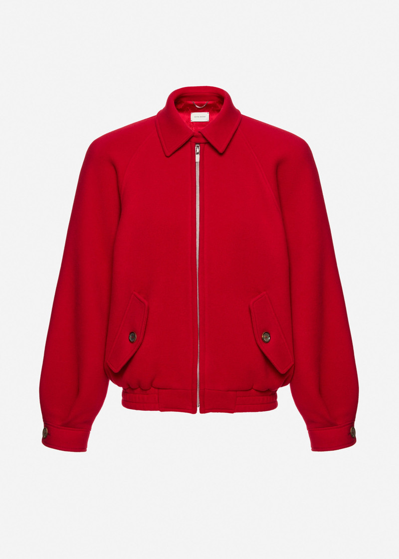 Wool zip-front bomber jacket in red 1