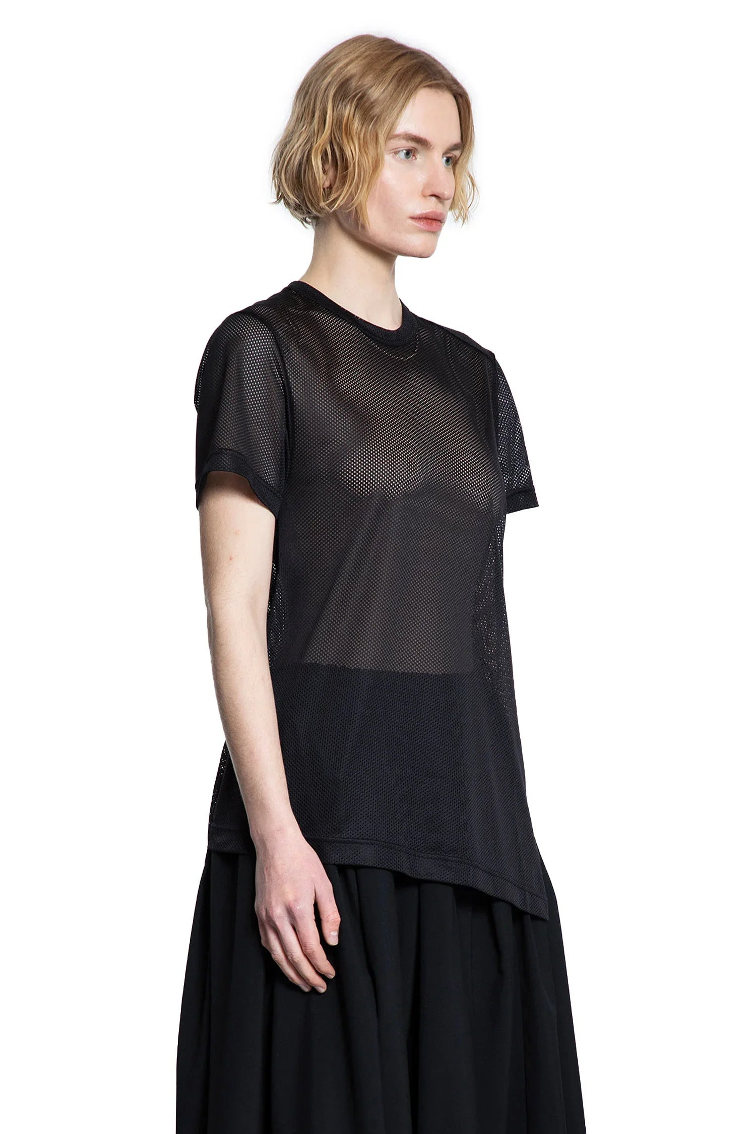 Asymmetric-Nylon-Mesh-T-Shirt - 2