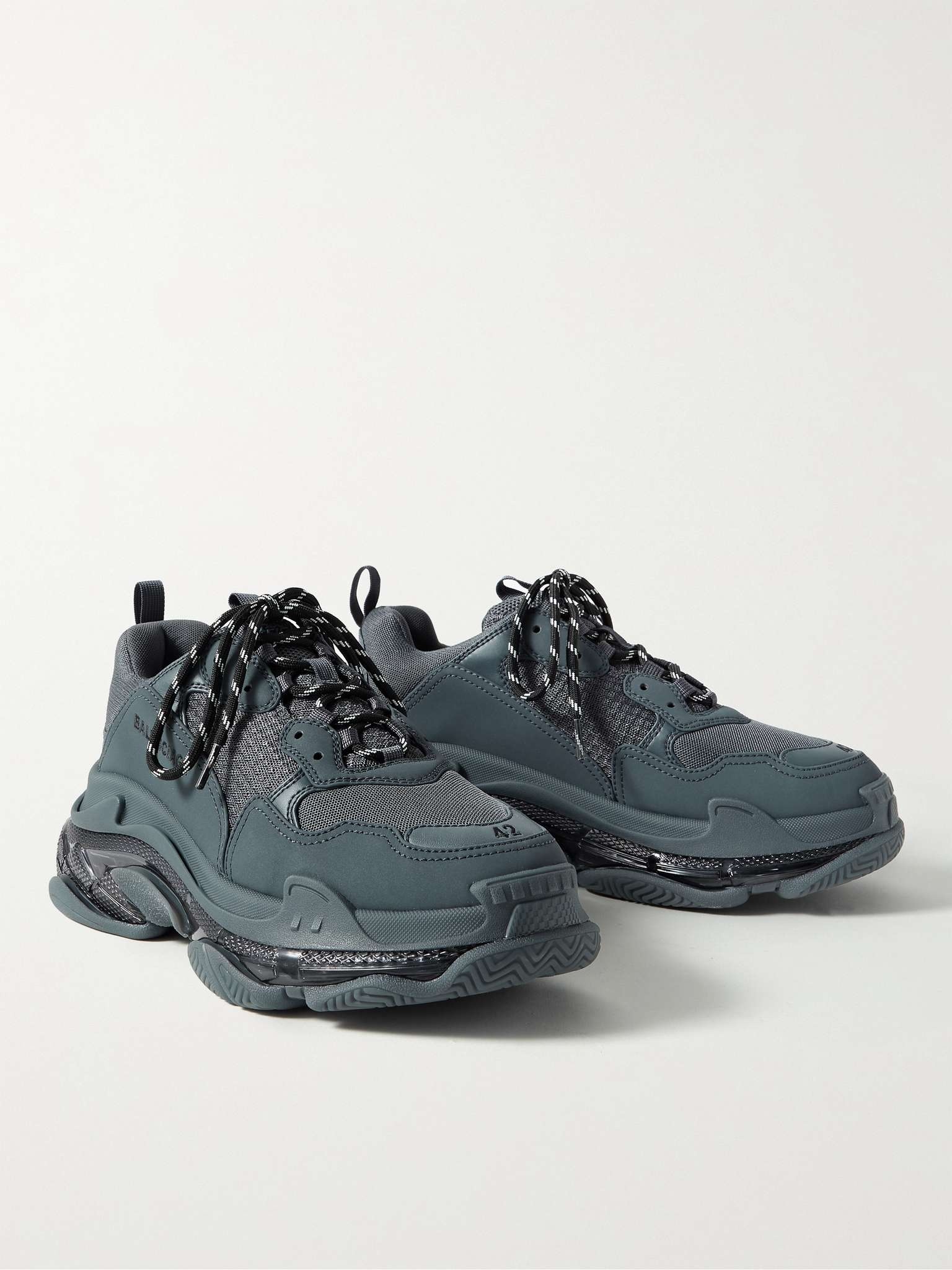 Triple S Mesh and Faux Leather Sneakers - 4