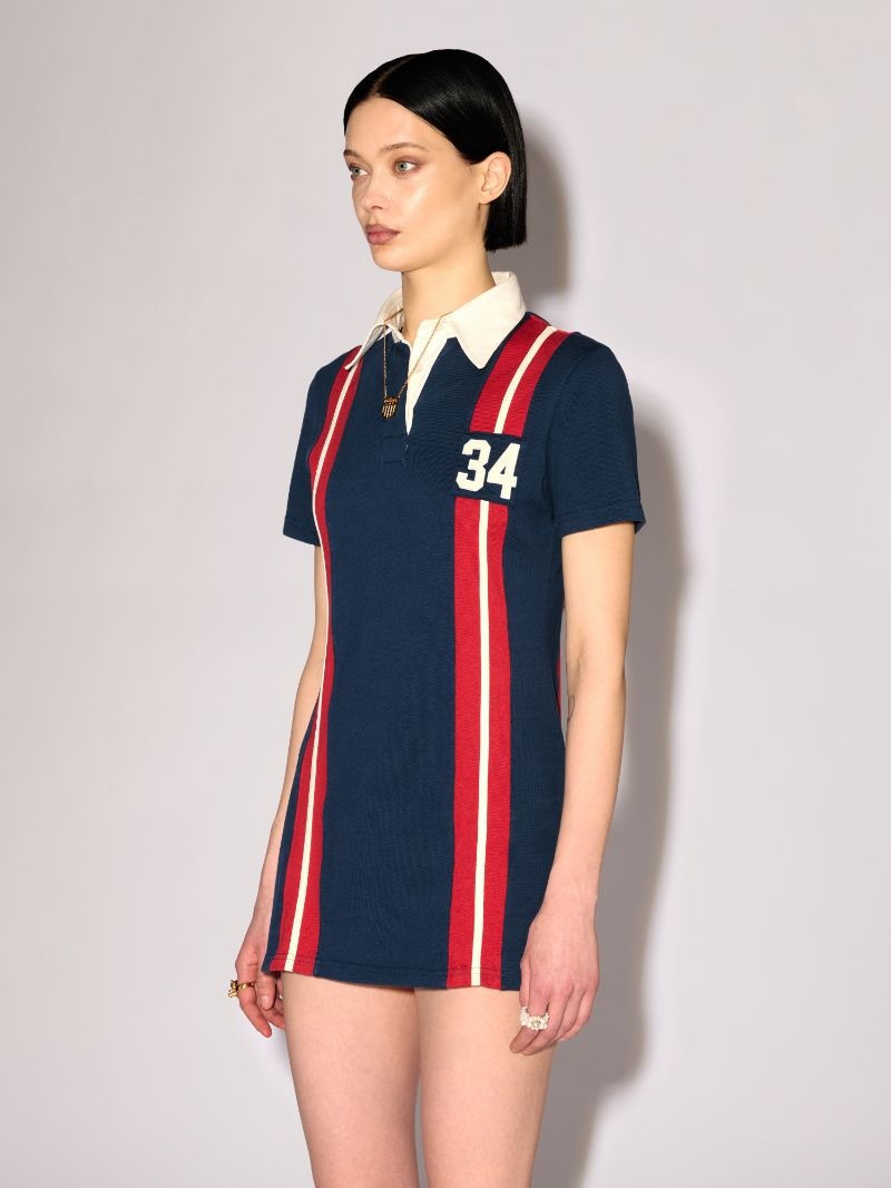 STRIPED RUGBY SHIRT DRESS - 5