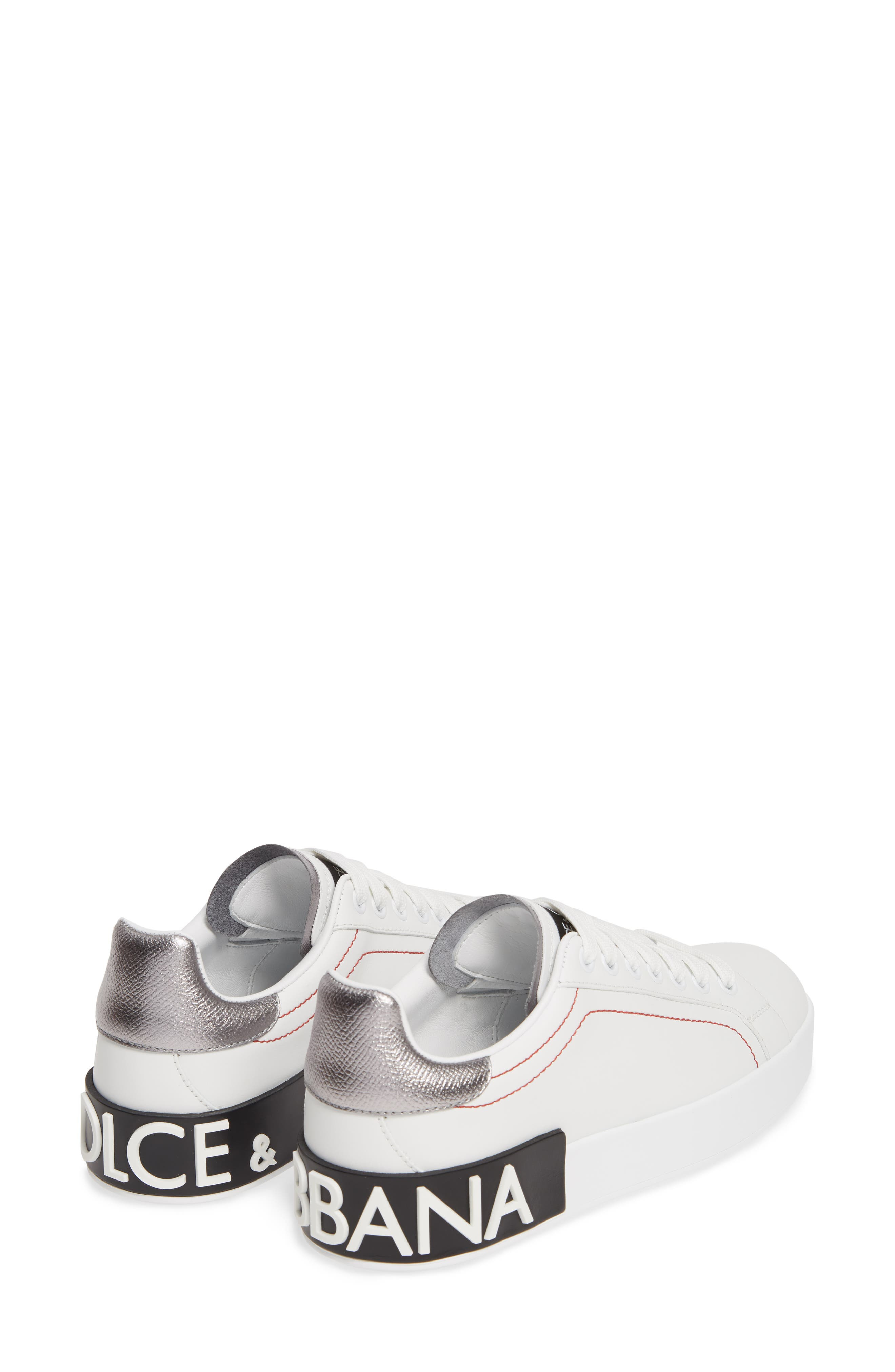 Dolce&Gabbana Portofino Sneaker in White/Silver at Nordstrom - 7