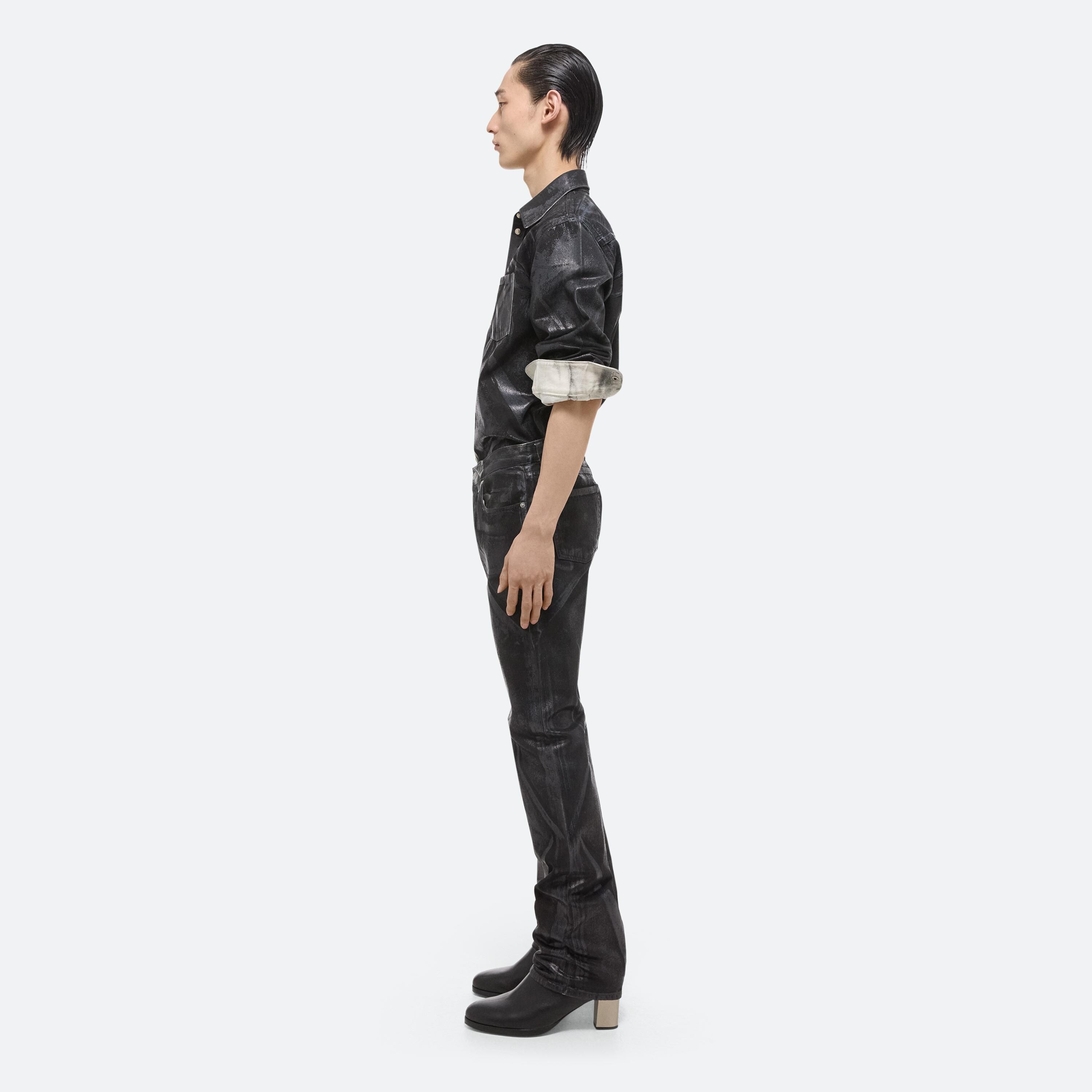 FOILED LOW-RISE STRAIGHT JEANS - 4