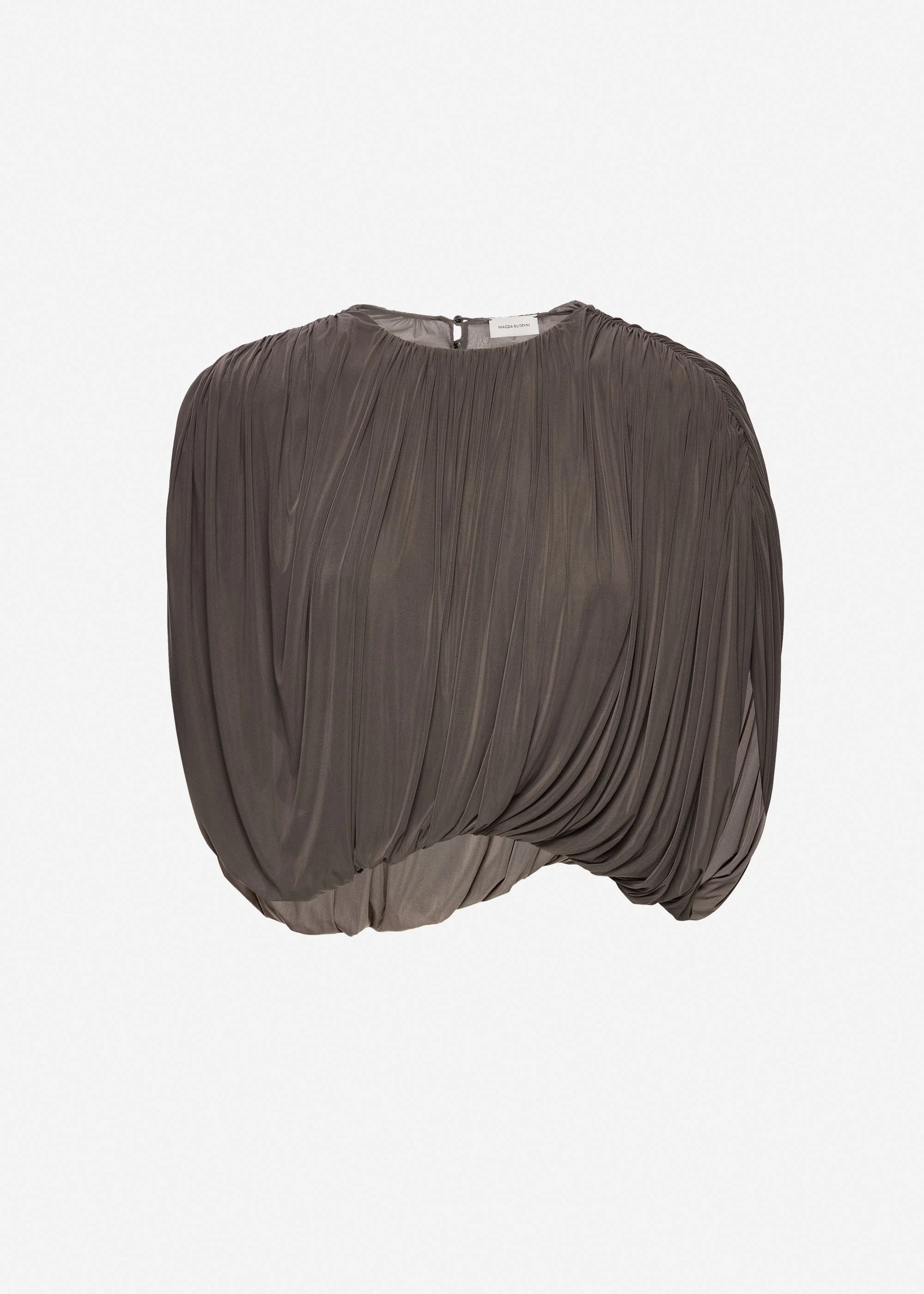 Sleeveless ruched bubble top in brown - 1
