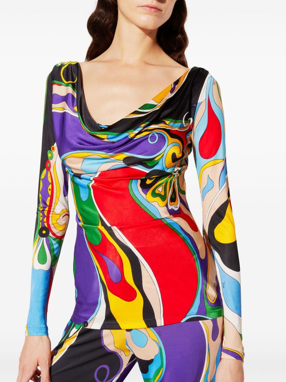 cowl-neck abstract print blouse - 5