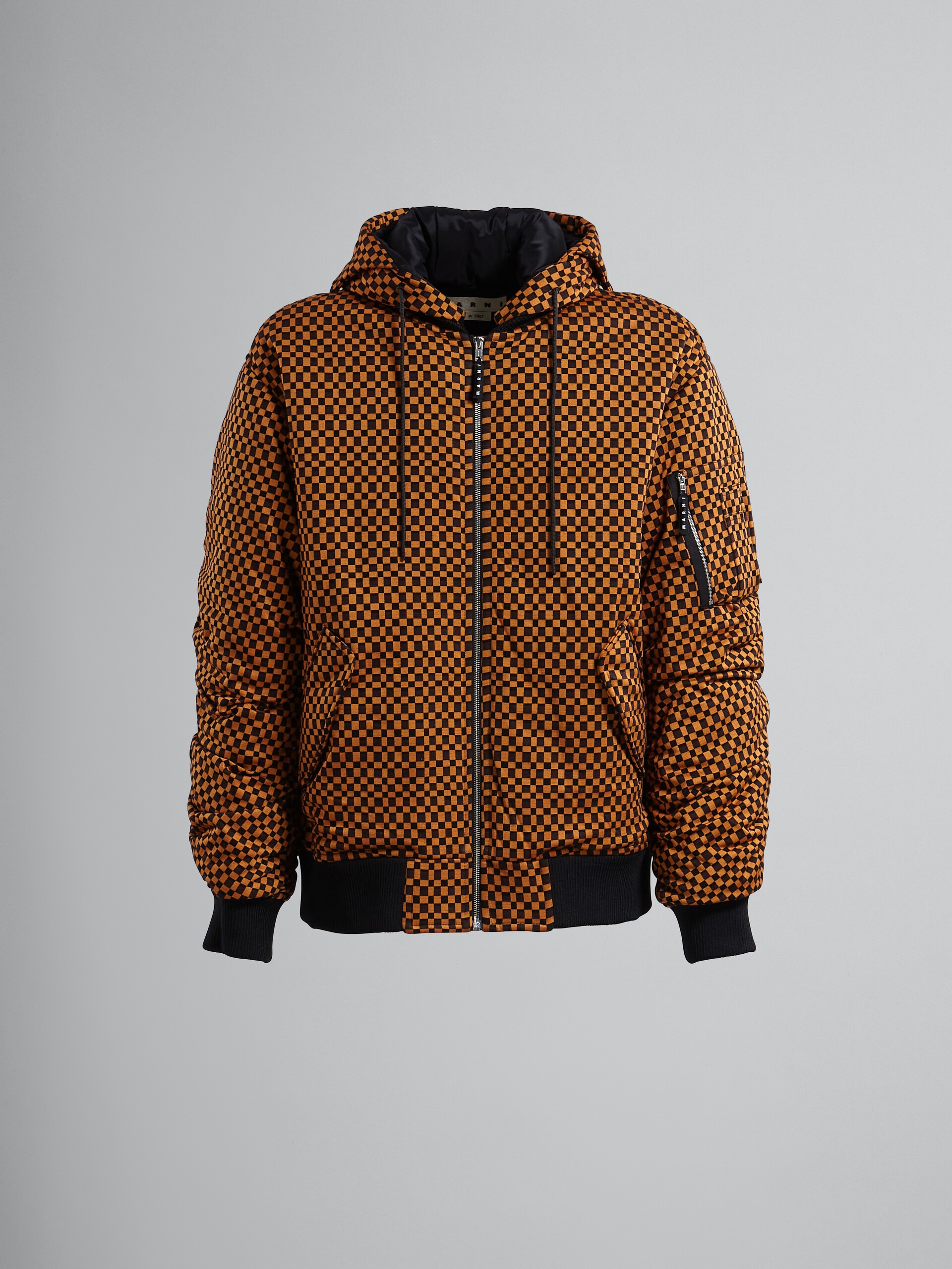 PADDED CHECK JACQUARD JERSEY BOMBER JACKET - 1
