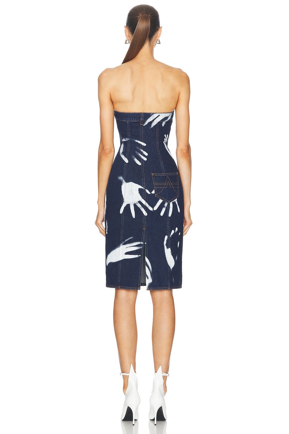 Handprint Strapless Midi Dress - 3