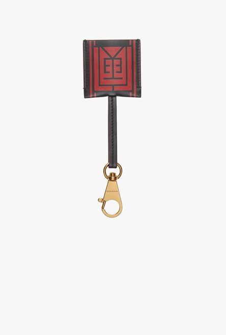 Bicolor red and black leather Chinese New Year key chain - 3