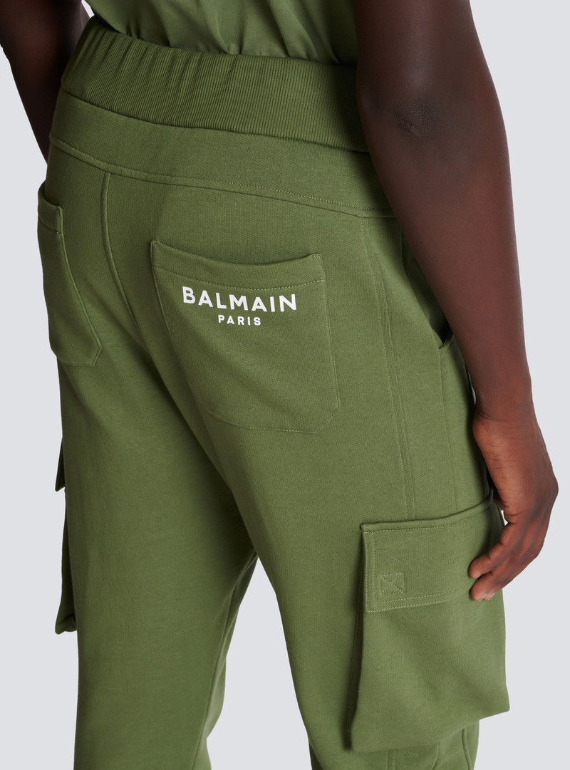 Cargo joggers with Balmain Paris print 6