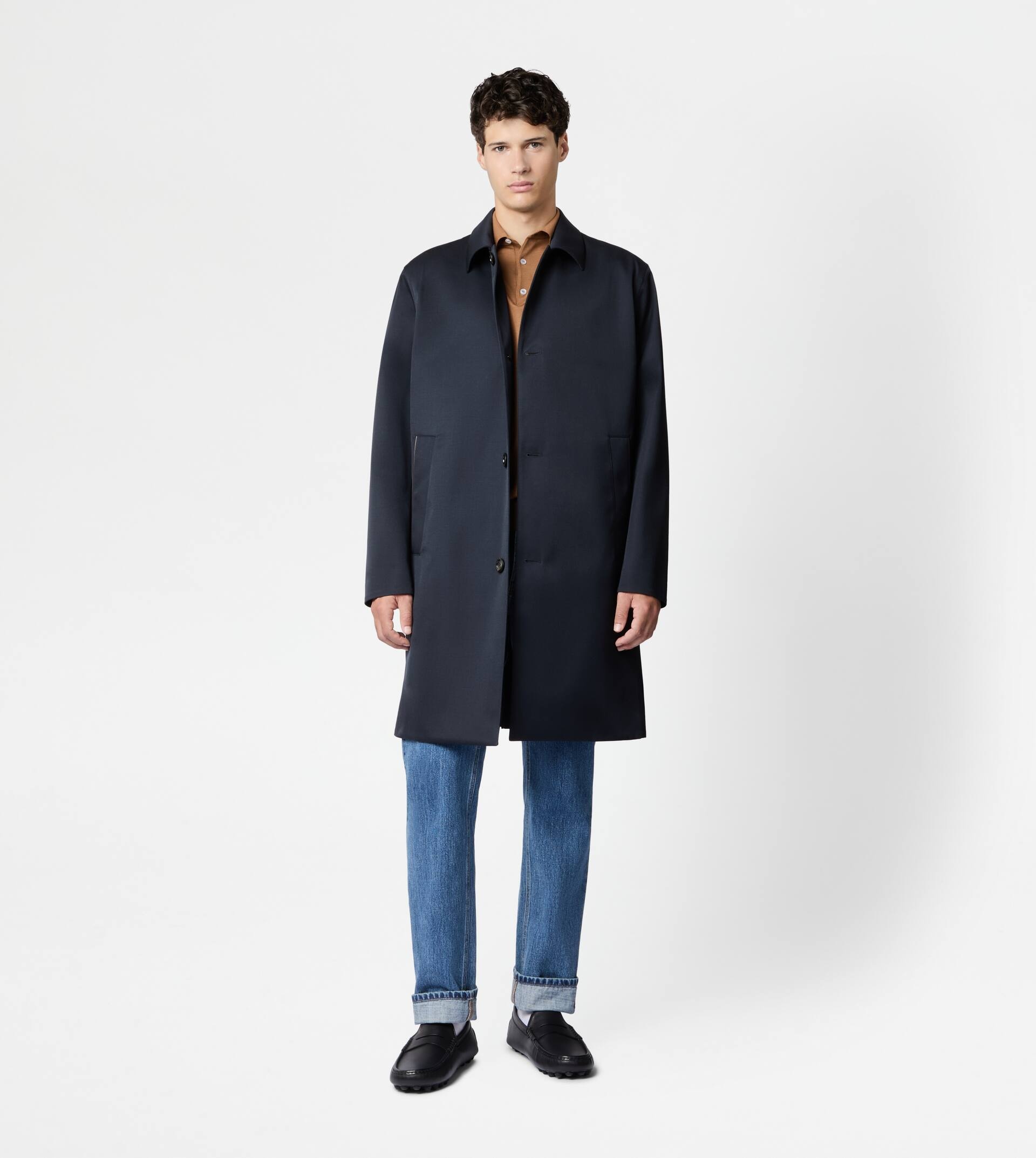 COAT IN WOOL TWILL - BLUE - 2