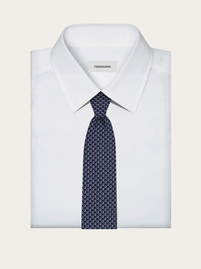Bicolor Gancini jacquard tie 4