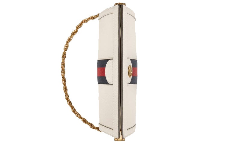 (WMNS) Gucci Ophidia Gold Logo Stripe Webbing Leather Chain Shoulder Messenger Bag Small White Class - 5