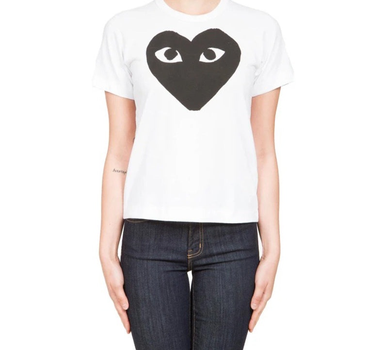 (WMNS) COMME des GARCONS PLAY Heart Logo Tee 'White Black' AZ-T069-051-1 - 3