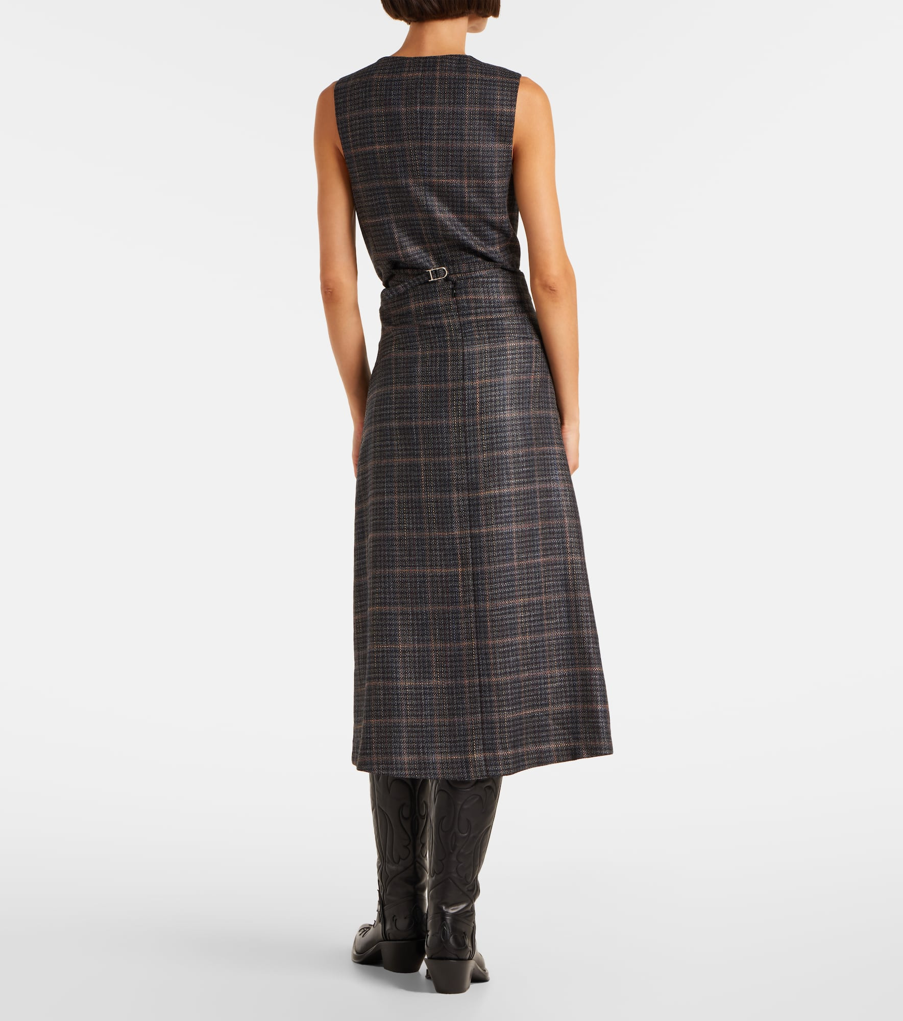Wesley plaid wool and silk midi skirt - 3