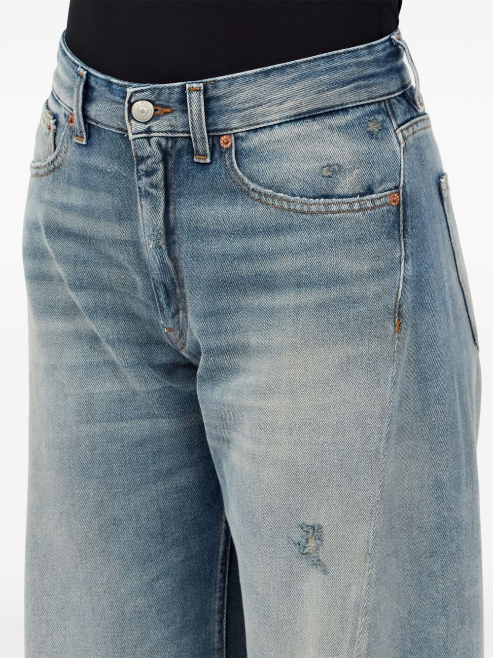 distressed wide-leg jeans - 7