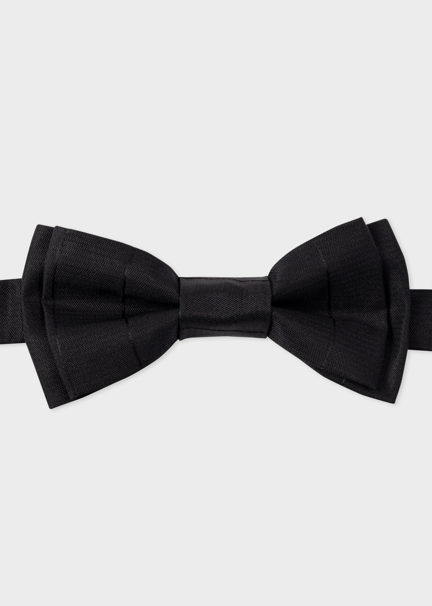 Black Pre-Tied Silk Tonal Stripe Bow Tie - 1