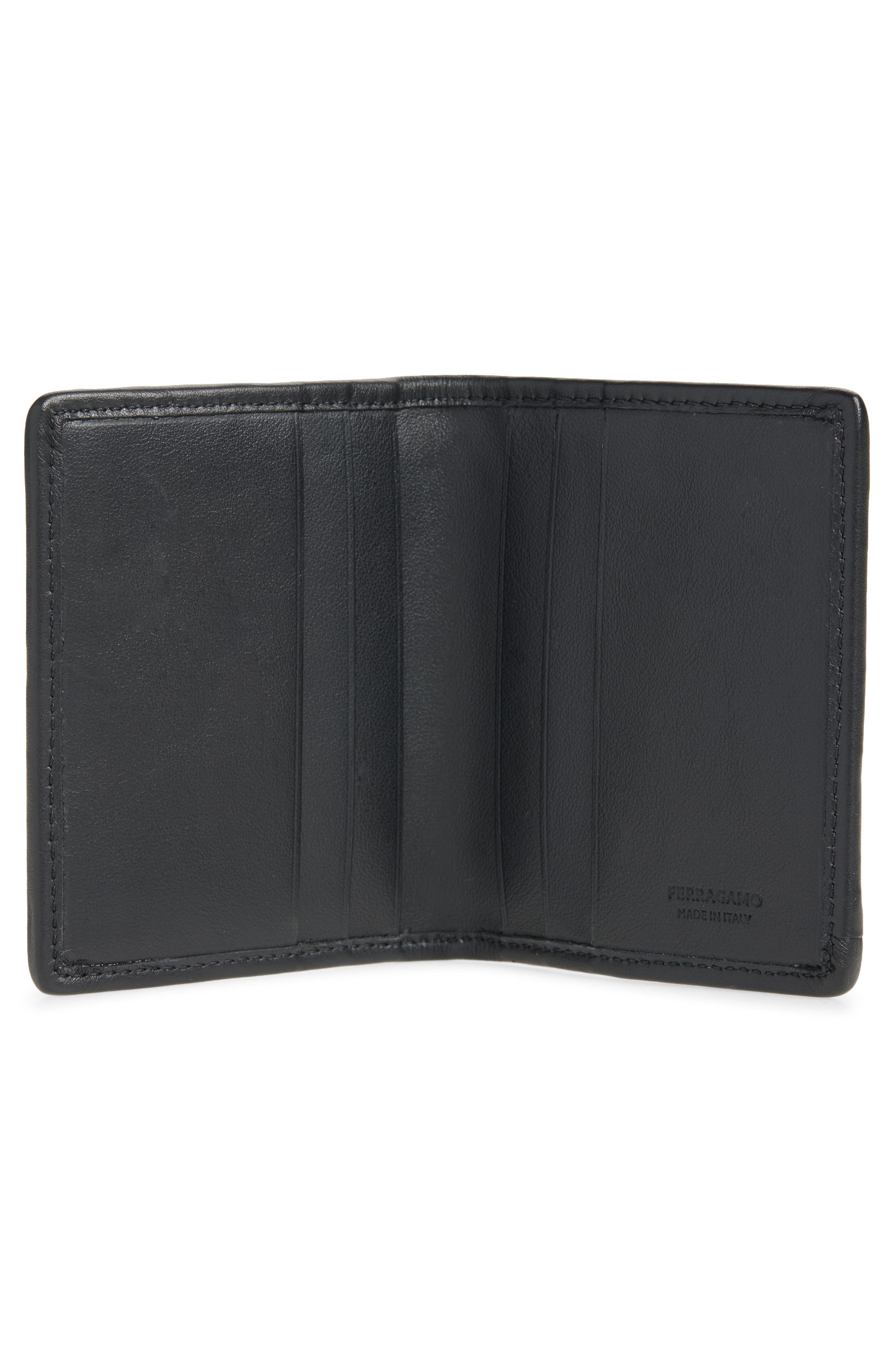 FERRAGAMO Gancio Woven Leather Bifold Card Holder in T.moro/Nero at Nordstrom - 2