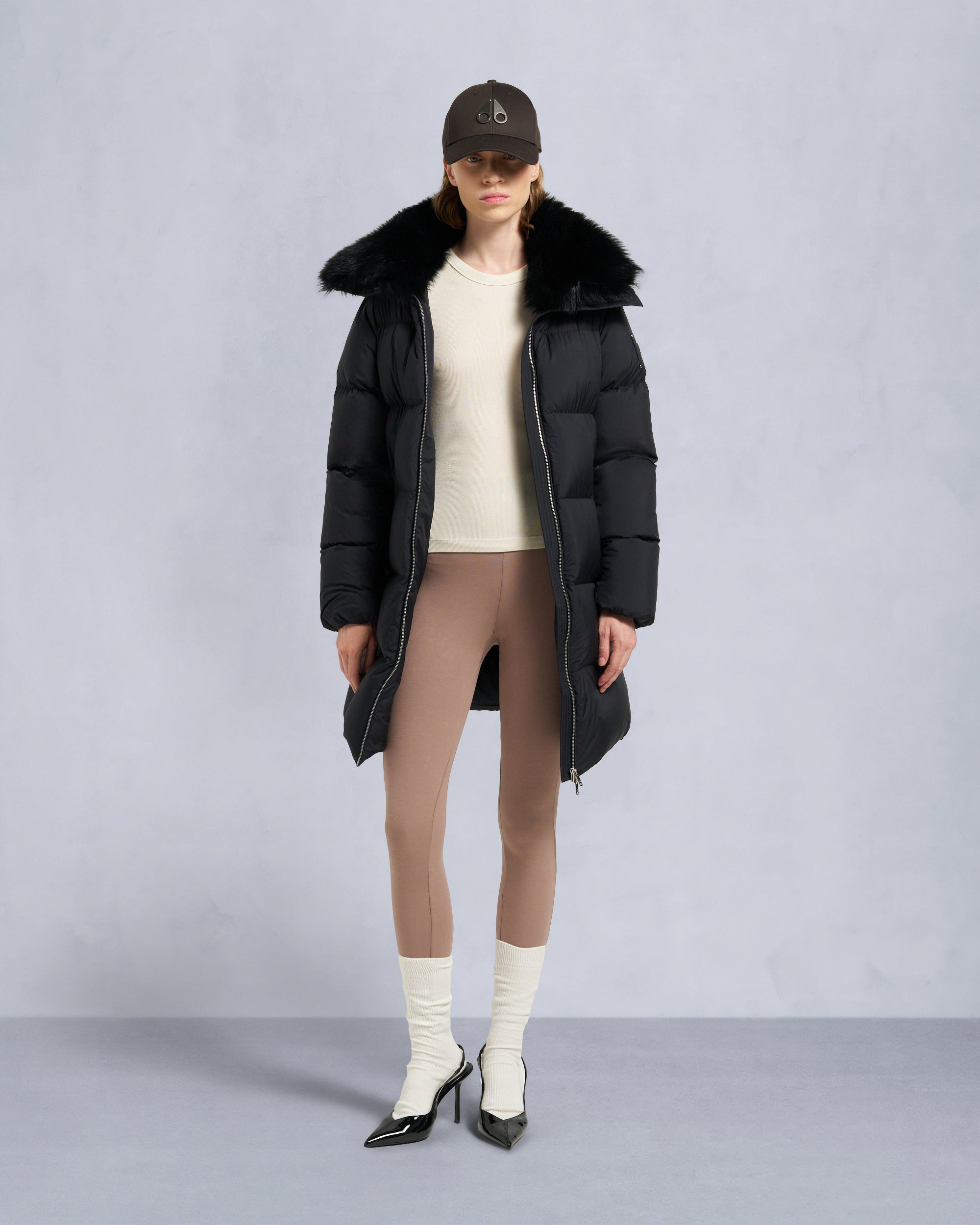 BELLE DUNE LONG SHEARLING TRIM PUFFER - 2
