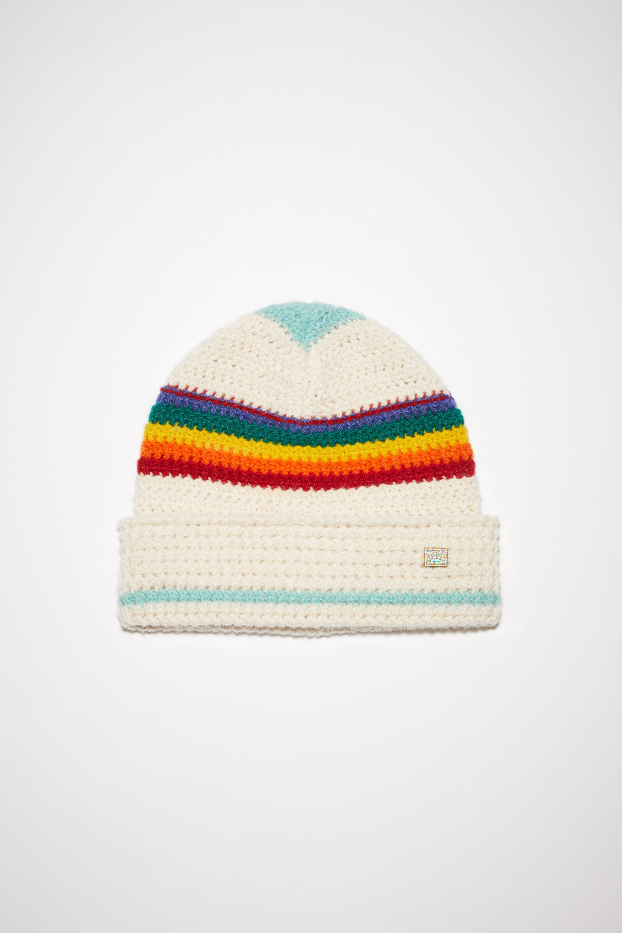 Rainbow crochet knit beanie - Cold purple/oatmeal melange - 1