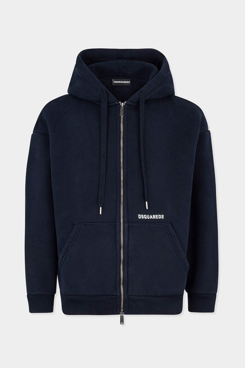 DSQUARED2 LOGO BOYFRIEND FIT ZIPPED HOODIE 1