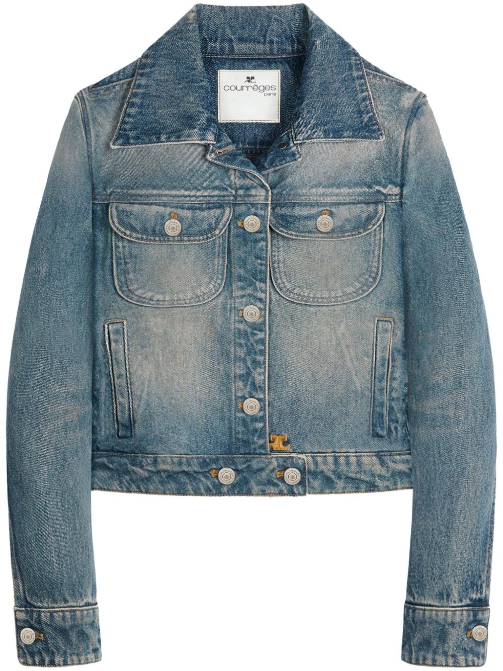 Trucker logo-embroidered denim jacket - 1