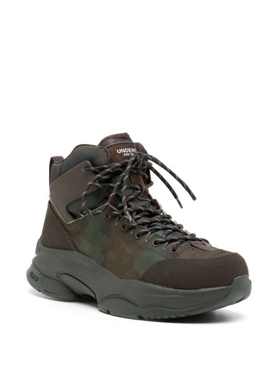 UNDERCOVER camouflage-print lace-up boots outlook