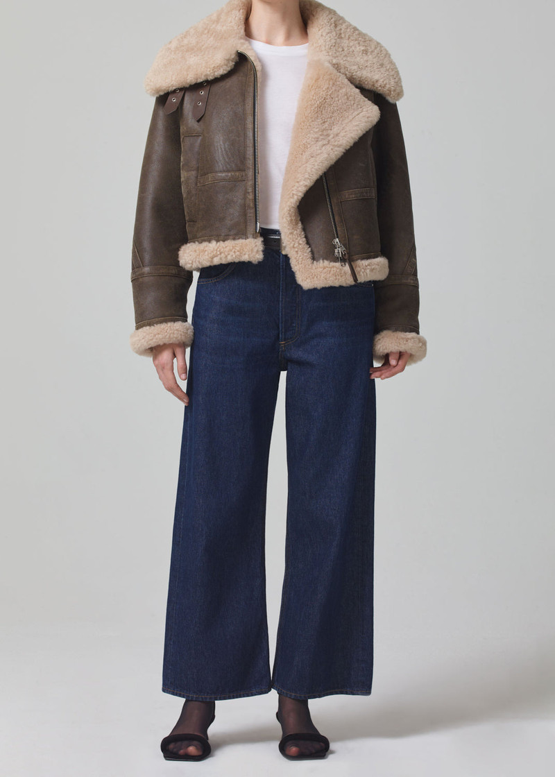 Liv Shearling Jacket In Mocha Brown Nappa 1